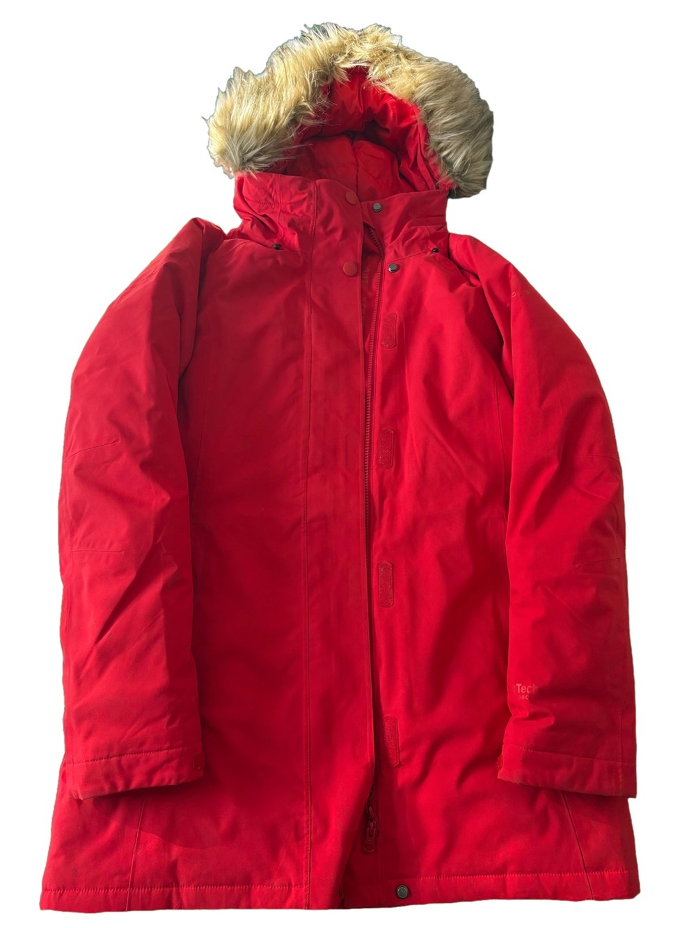 Women’s Woods Red Hooded Parka with Faux-Fur Trim